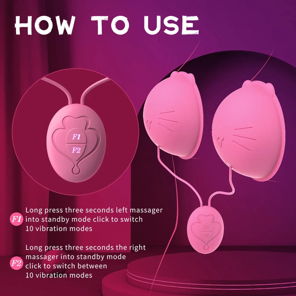 10 Modes Nipple Vibrators Breasts Adsorption Stimulator Wearable Masturbator