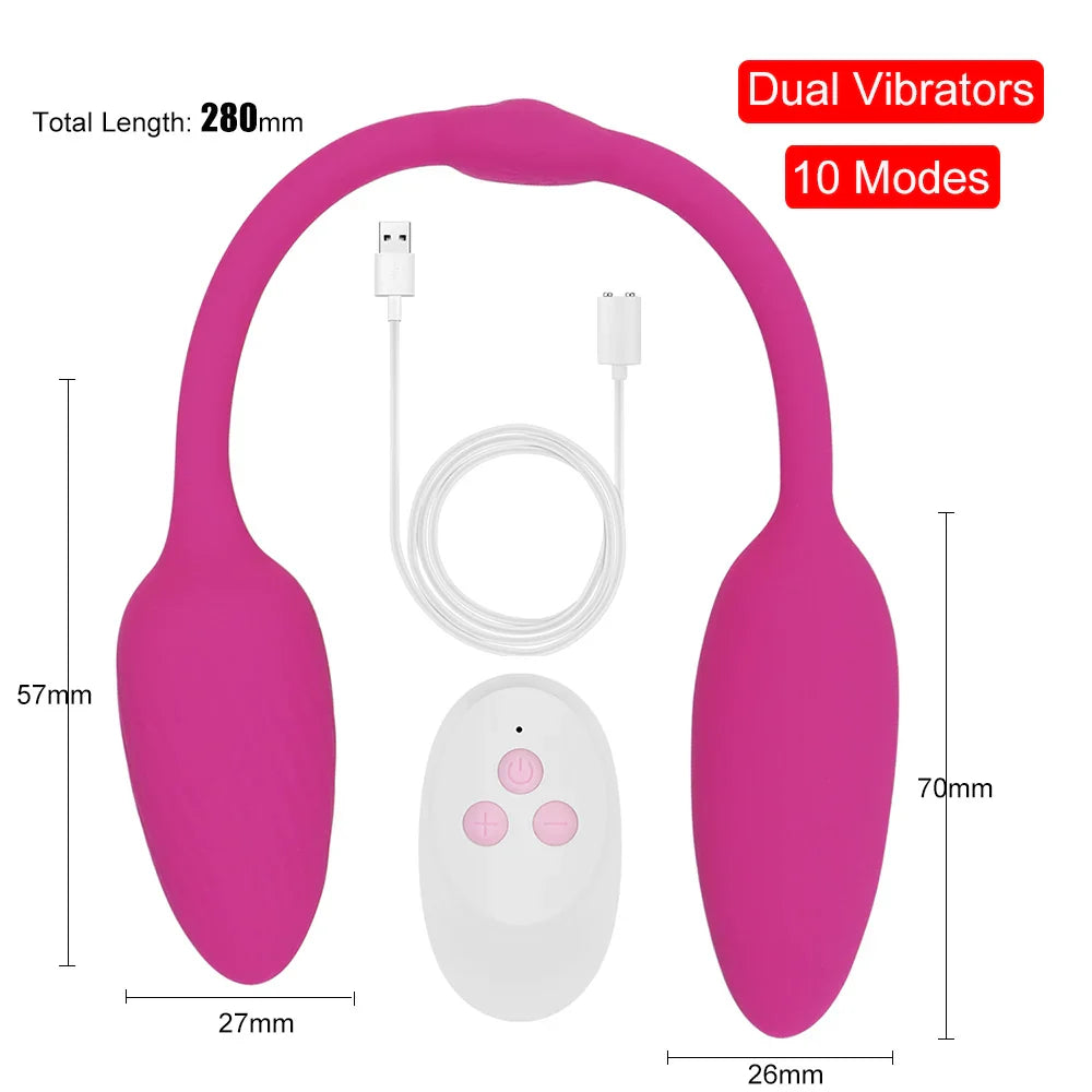 28cm Long Two Vaginal Balls Vibrators for Women Clitoris Stimulator Nipple Clamps Anal Plug Female Masturbator Panties Sex Toys