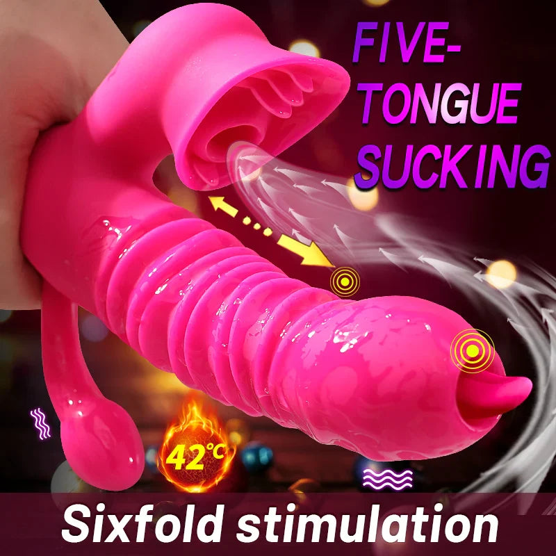 3 In 1 Telescopic Vibrators For Women Clitoris Sucking Stimulator Vagina G Spot Massager Adult Female Silicone Dildo Sex Toys