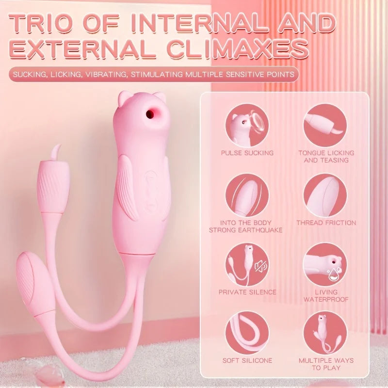 3 In1 Sucking Licking Vibrator For Women Clitoris Nipples Stimulator Vagina Masturbators G Spot Massager Silicone Adult Sex Toys