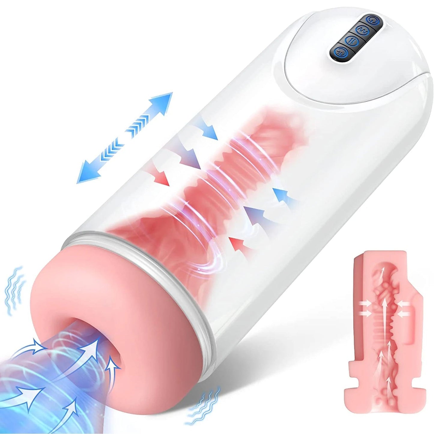 3 in 1 Male Masturbator Adult Sex Toys with 4 Thrusting & 4 Suction & 10 Vibration Modes Pocket Pussy Automatic Blowjob Machine