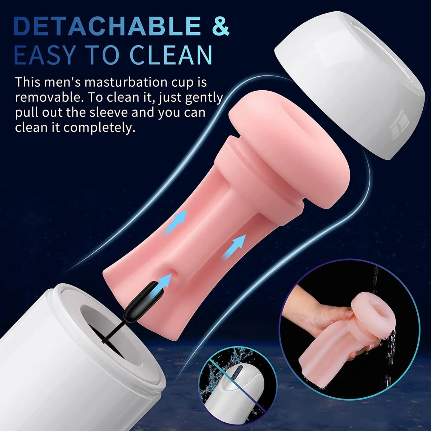 3 in 1 Male Masturbator Adult Sex Toys with 4 Thrusting & 4 Suction & 10 Vibration Modes Pocket Pussy Automatic Blowjob Machine