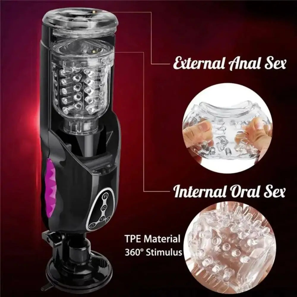 Automatic Male Masturbator Cup Real Vagina Telescopic Thrusting Rotation Sucking Vibrator Blowjob Masturbation Adults Sex Toys