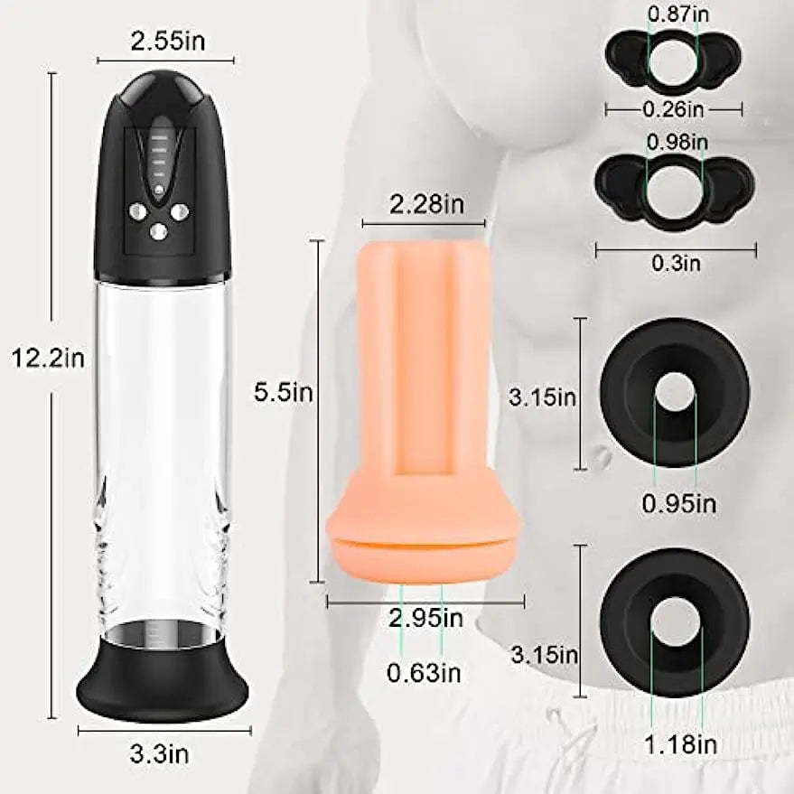 Electric Penis Pump Sex Toys for Men Male Masturbator Penis Extender Penile Vacuum Pump Penis Enlargement Enhancer Massager Ring