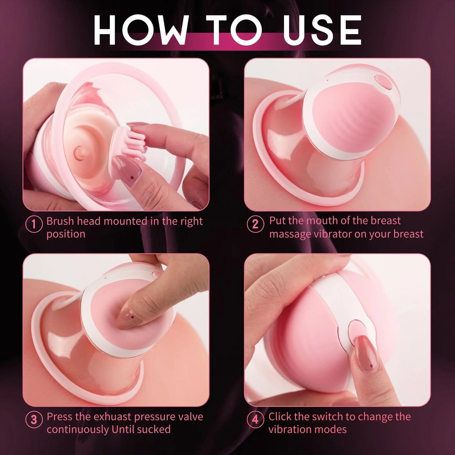 Nipple Massager Silicone Powerful Breast Pump 10 Mode Wireless Chest  Rotation Vibrations Stimulator For Women Adult Sex Toys