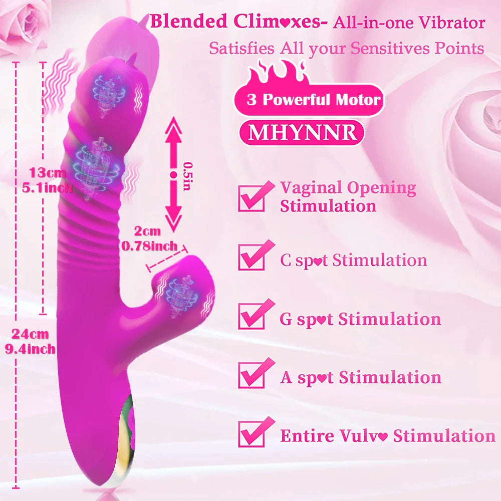 Powerful Thrusting Vibrator Female Clitoris Sucker Vacuum Stimulator G Spot Tongue Licking Dildo Adult Goods Sex Toy for Women