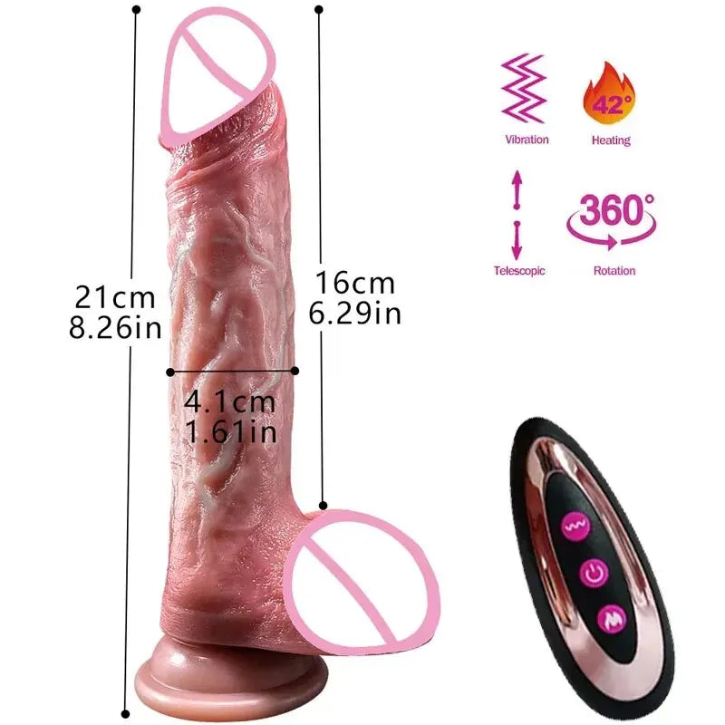 Realistic Heating Thrusting Dildo G Spot Clitoris Anal Stimulator Silicone Suction Cup Huge Penis Adult Sex Toy for Women Couple