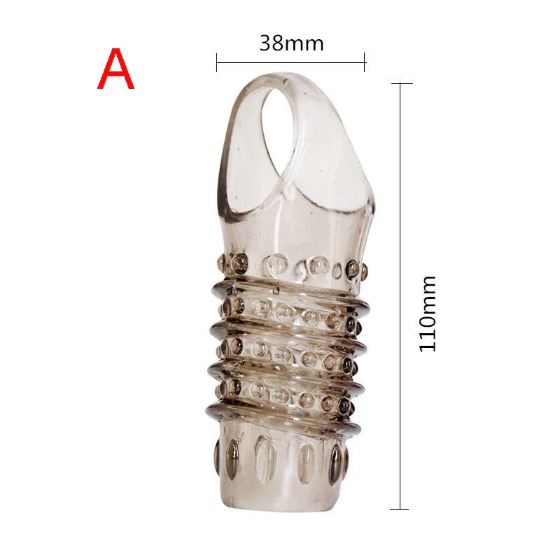 Silicone Penis Ring Penis Extender Sleeve Delay Ejaculation Cover Dotted Condoms Spike Cock Ring Erection Erotic Sex Toy For Men